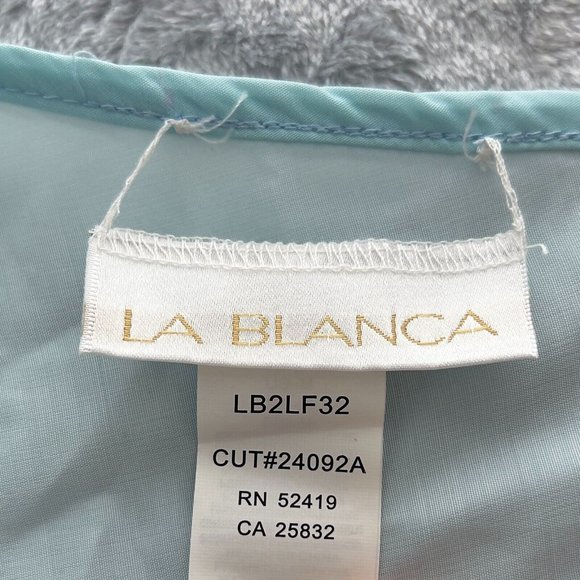 LA BLANCA Turquoise Ombré Oasis Back-Tie Side-Slit Cover-Up Dress Medium - 0015 - Picture 8 of 13